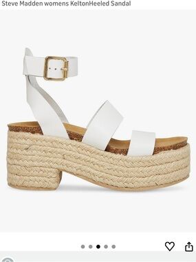 Steve Madden White and Tan Platform Sandals